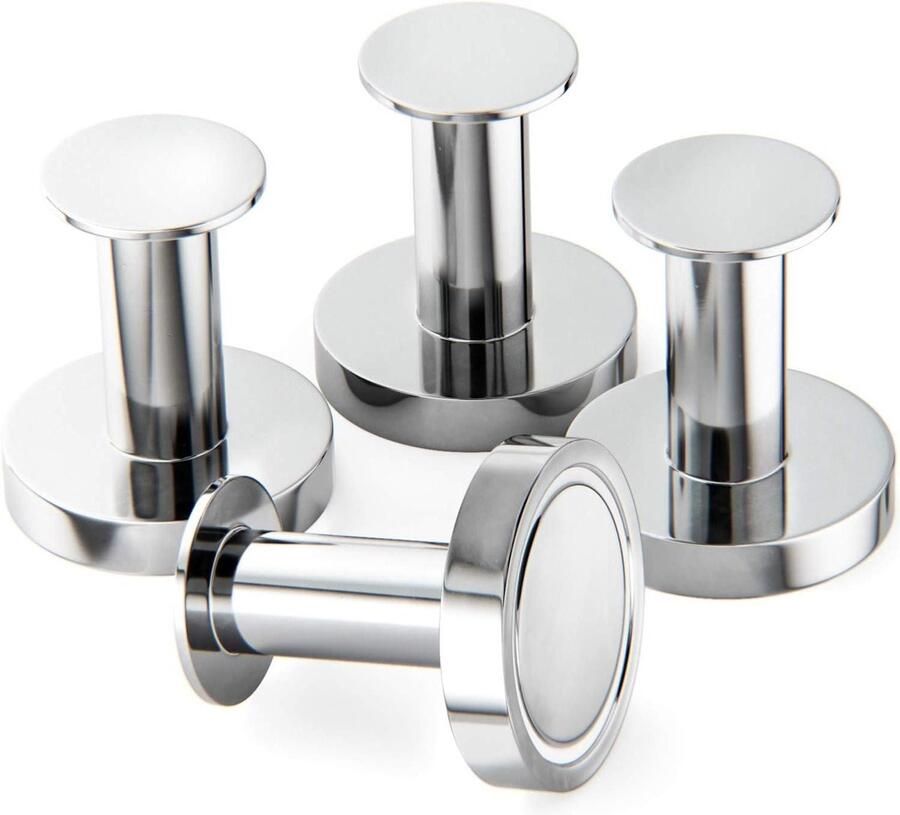 Sterke magnetische haken voor het ophangen van jassen en tassen Set van 4 chromen magneethaken Heavy Duty neodymium magneten Push Pin stijl haak koelkast locker etc