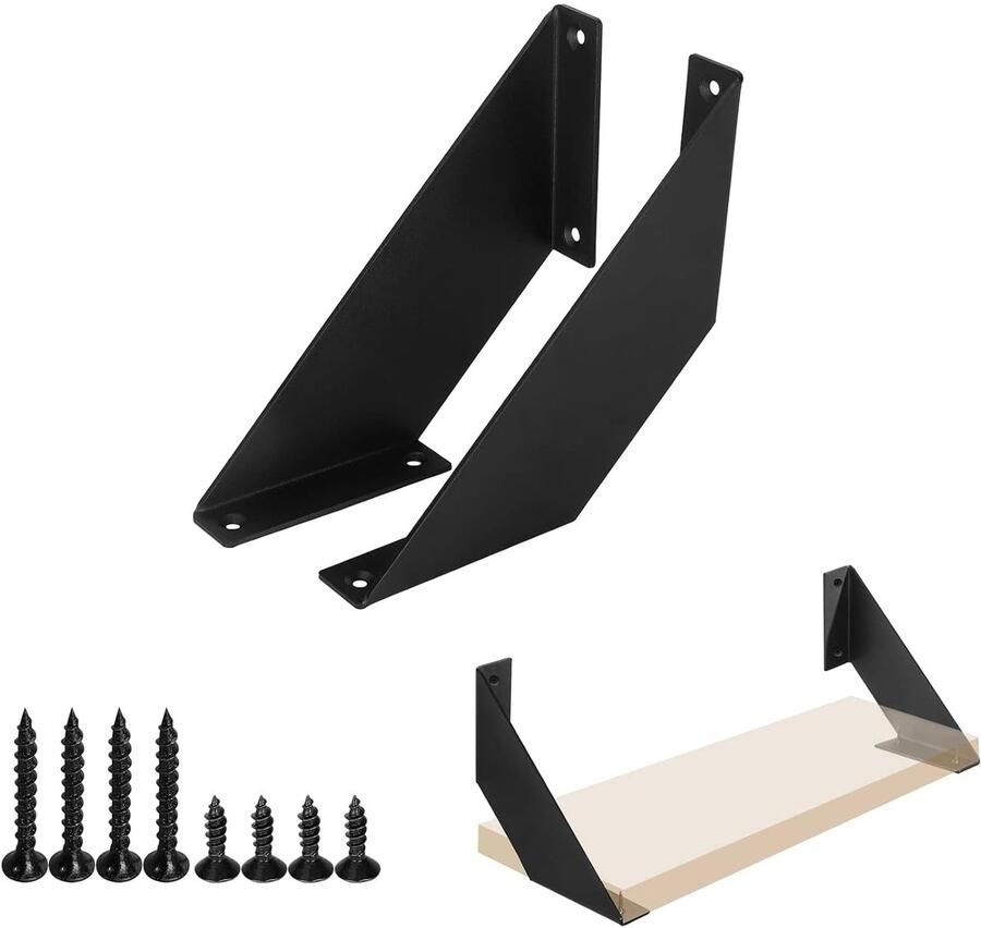 Sterke plankbeugels Zwart Stevig en duurzaam Set van 2