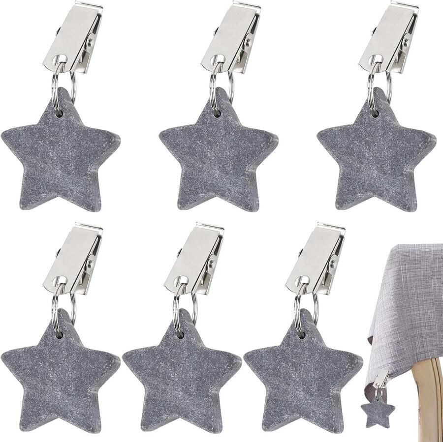 Stervormige tafelkleedgewichten voor buiten 6 stuks natuursteen