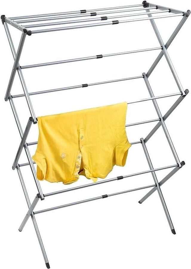 Stevig Telescopisch Droogrek Staand Kleding Wasdroogrek Wasrek Droogtoren voor 1 Volle Wastrommel Opklapbaar Opvouwbare kledingrek