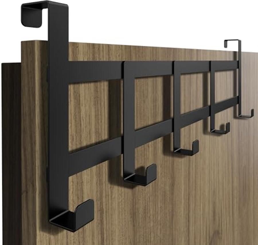 Stevige Deurkapstok Ruimtebesparende en Universeel Bruikbare Kledinghaak in Zwart