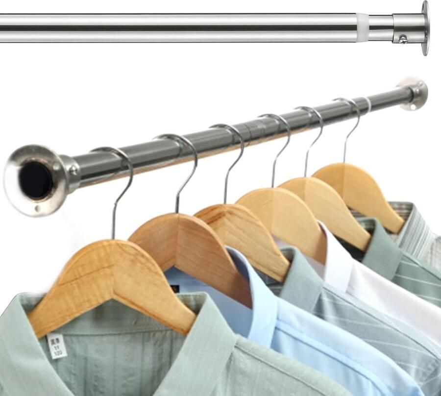 Goodivery Stevige en Verstelbare Kledingroede van Roestvrij Staal voor Slaapkamerkast