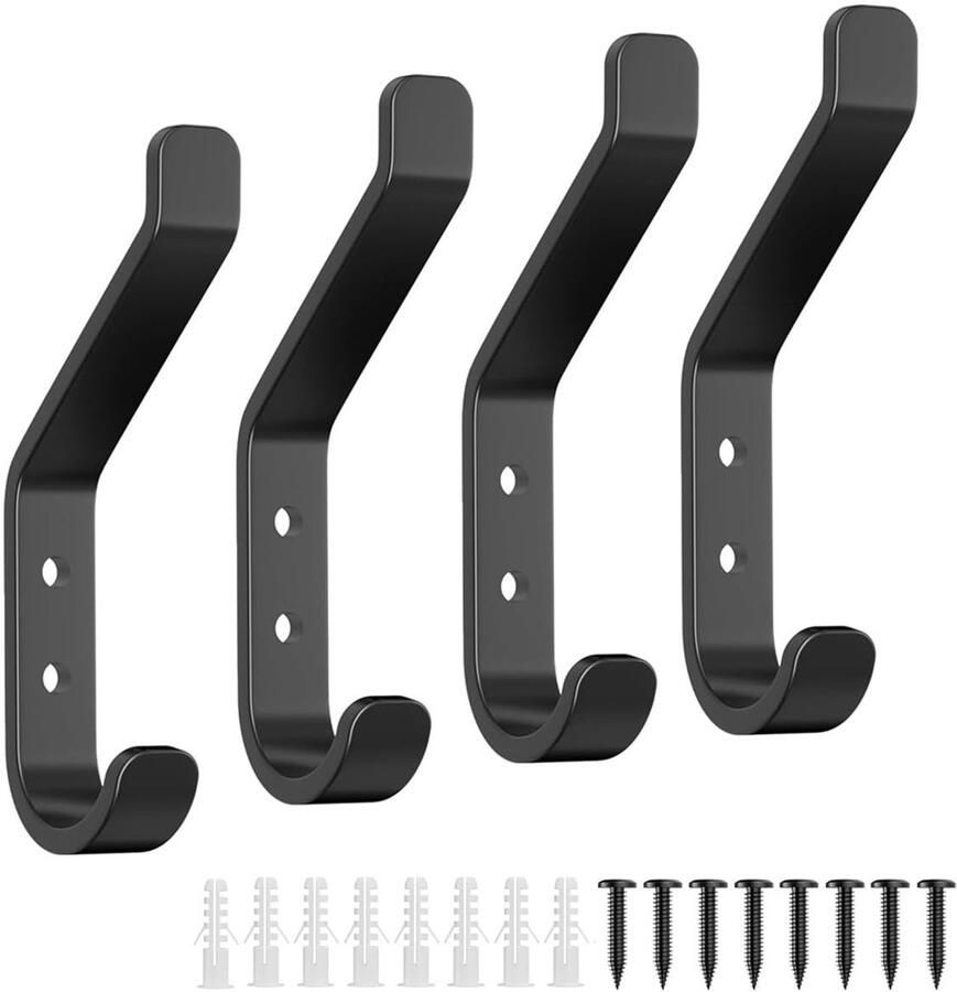 Stevige kapstokhaken duurzaam en praktisch 2 stuks zwart koolstofroestvrij staal