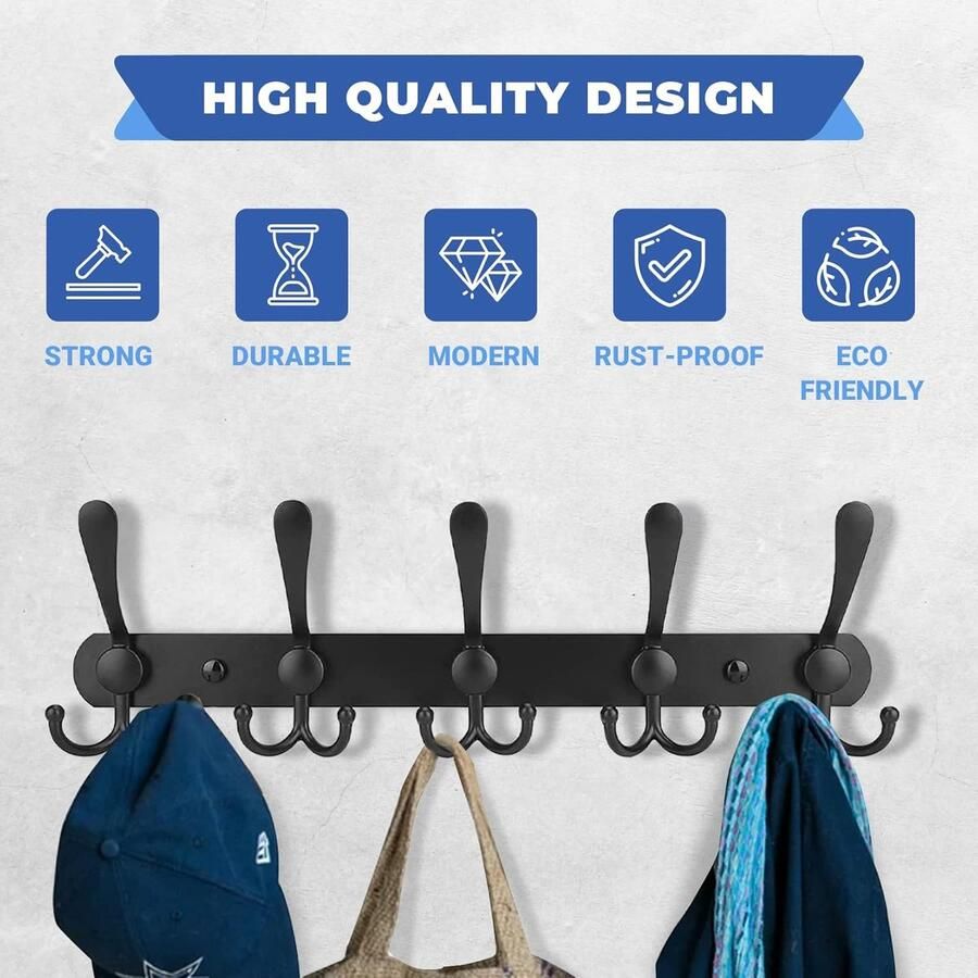 Stevige kapstokhaken Wandmontage Set van 2 Zinklegering