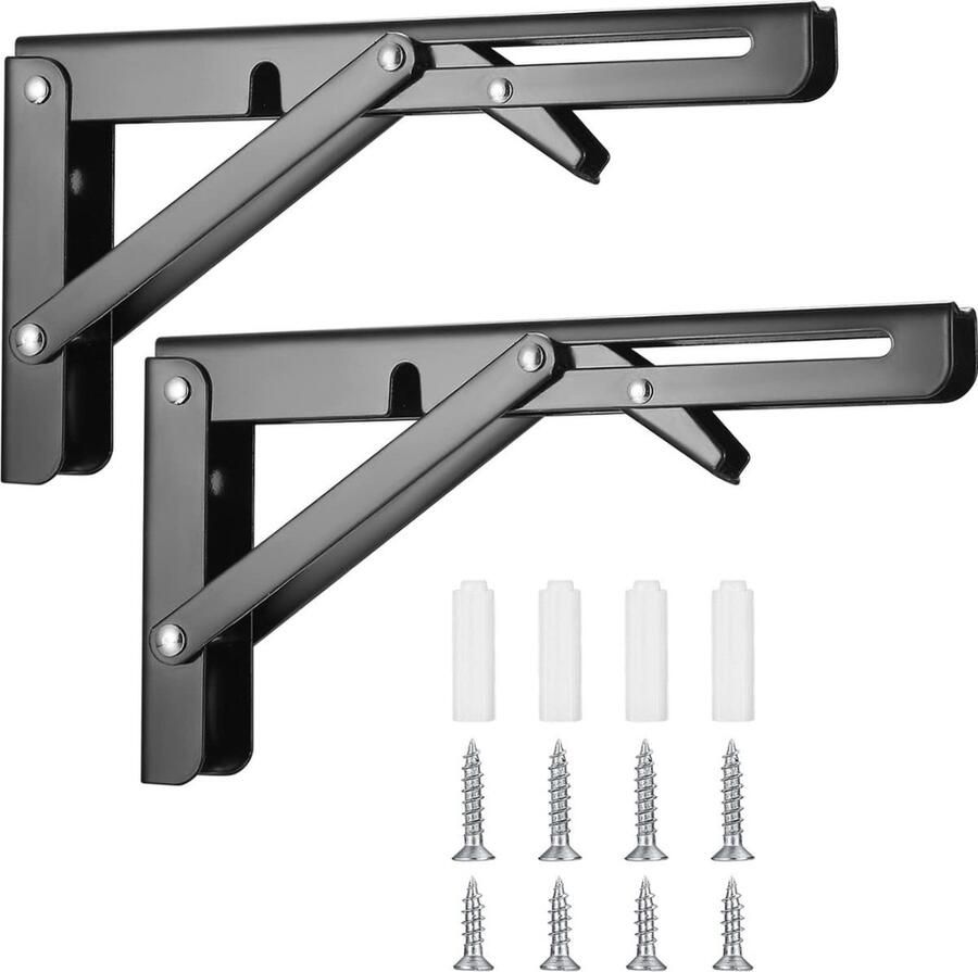 Stevige Opklapbare Console Beugels voor Huis Keuken Kantoor en Tafel Zwart