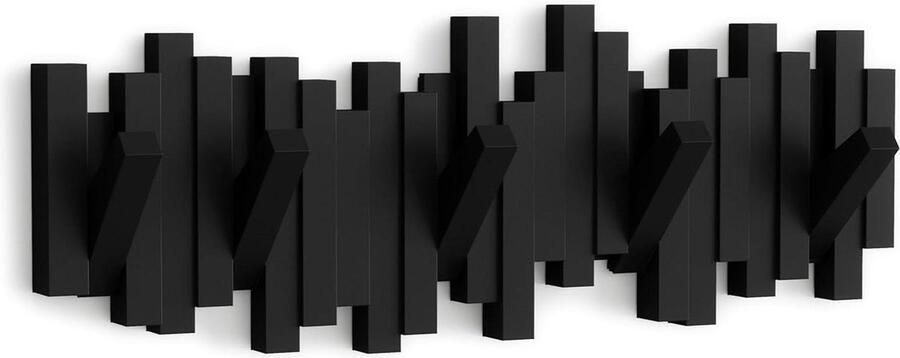 Sticks wandkapstok met 5 haken Handig en stijlvol 1 stuk Zwart Hout