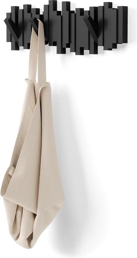 Sticks wandkapstok met 5 haken Zwart