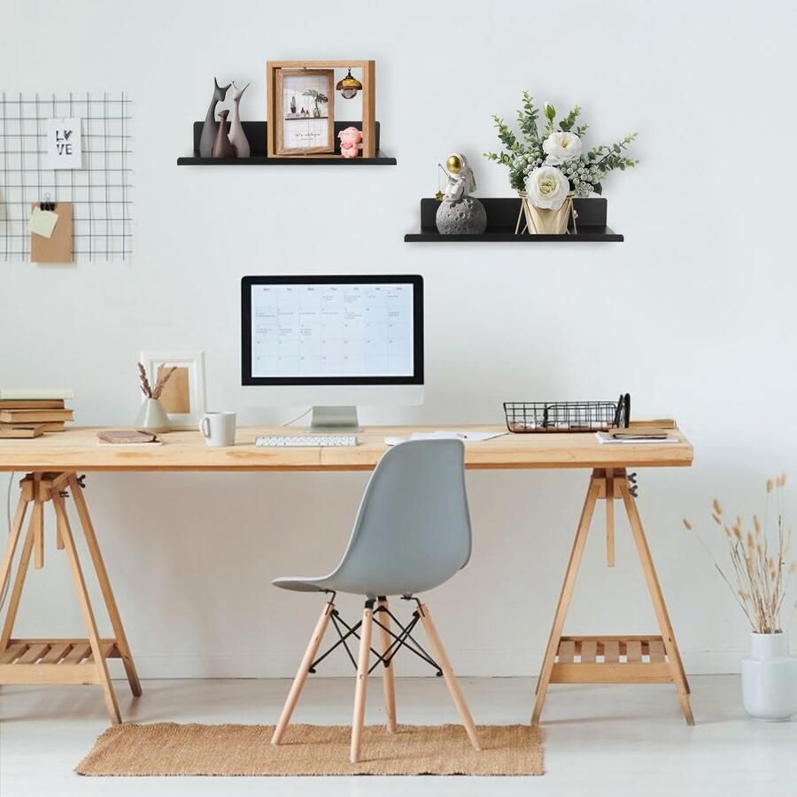 Stijlvol en Functioneel Zwart Metalen Wandrek Set van 3 Afmetingen voor Elke Ruimte