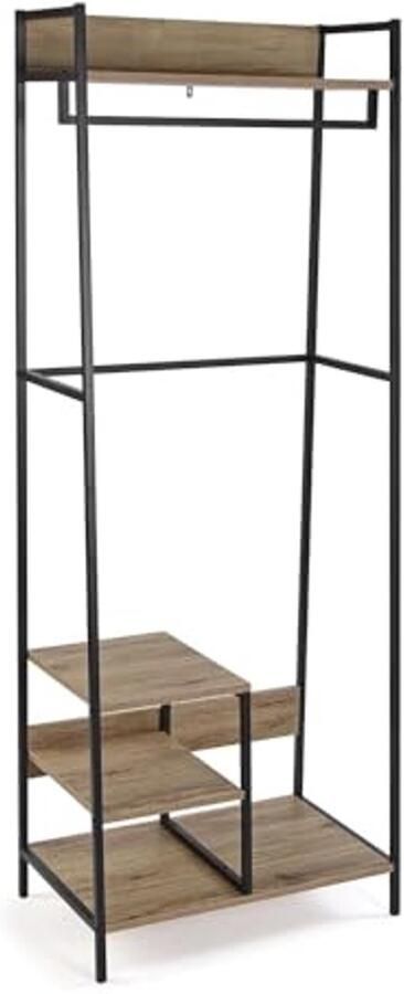 Stijlvol Kledingrek van Hout en Metaal 170x30x45 cm in Bruin en Zwart