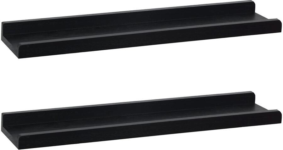 Stijlvol Lang Zwevend Houten Wandrek voor Foto's en Decoraties in Set van Twee