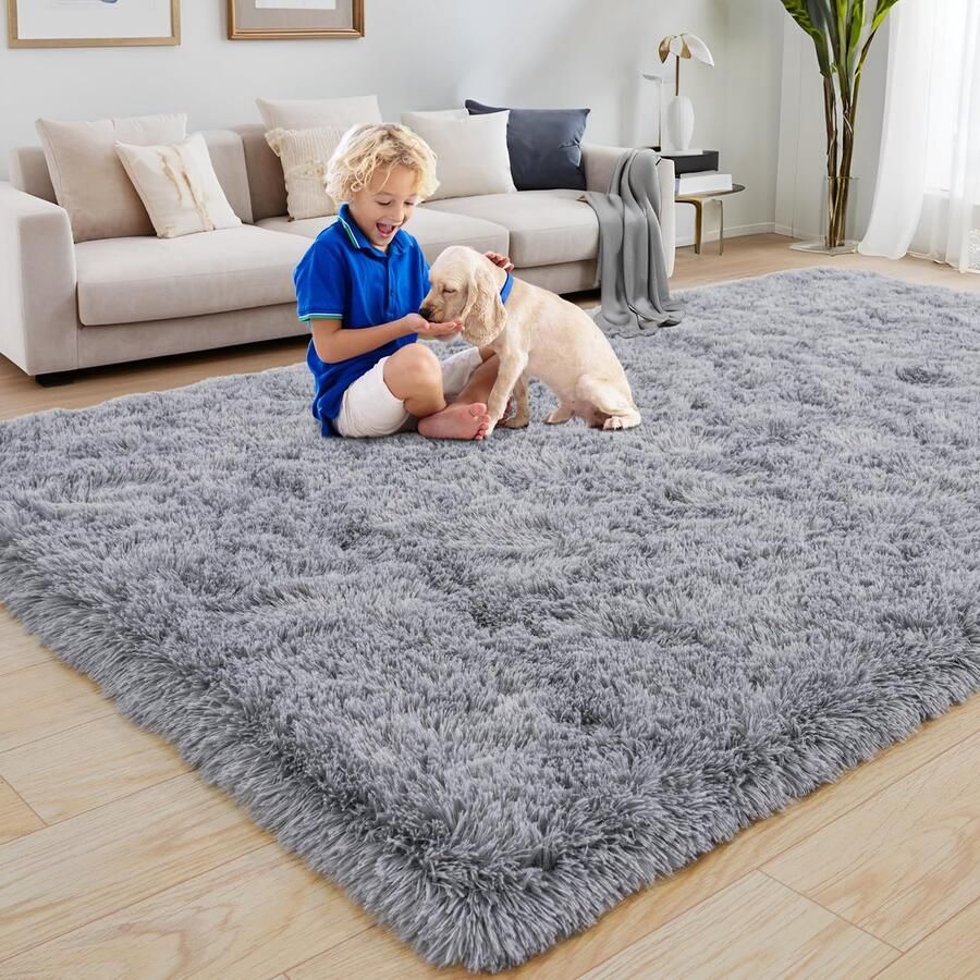 BSGIFT Hoogpolig tapijt 120x160 grijs shaggy tapijten woonkamer pluizig modern langpolig knuffelig tapijt woonkamer tapijt hoogpolig tapijt antislip voor slaapkamer kinderkamer