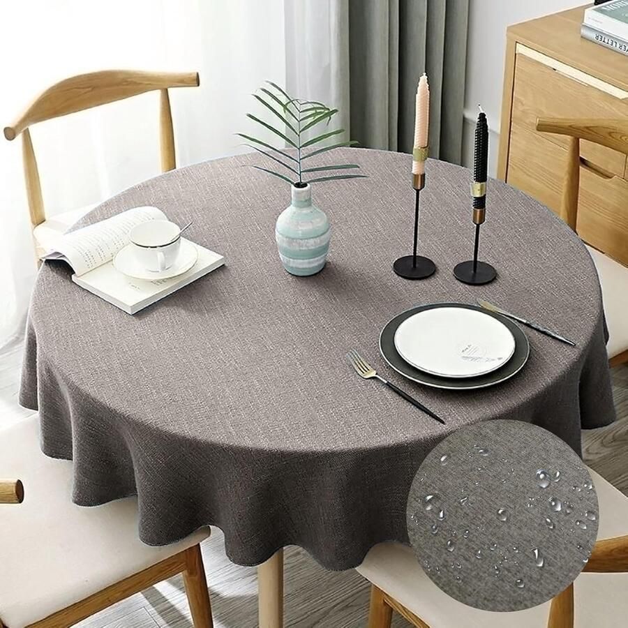 Stijlvol rond tafelkleed waterdicht en oliebestendig 100 cm PVC