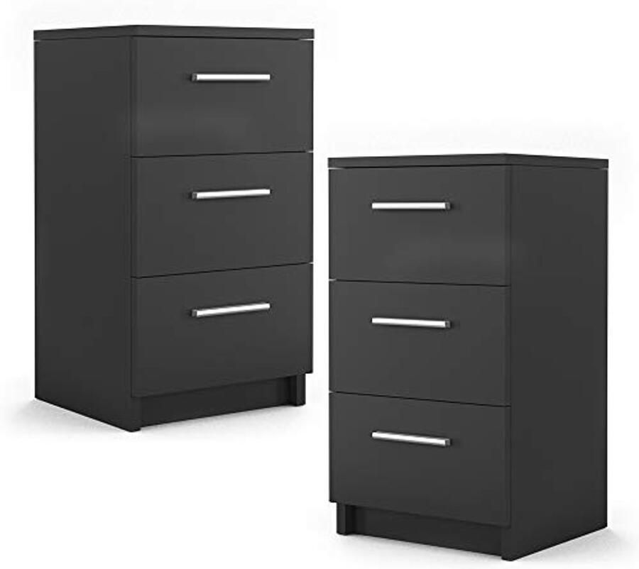 Stijlvol zwart nachtkastje set van 2 met ruime opbergruimte