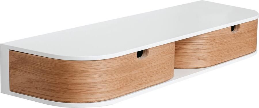 Stijlvol Zwevend Wandrek met Twee Laden voor Multifunctionele Opbergruimte in Huis en Kantoor