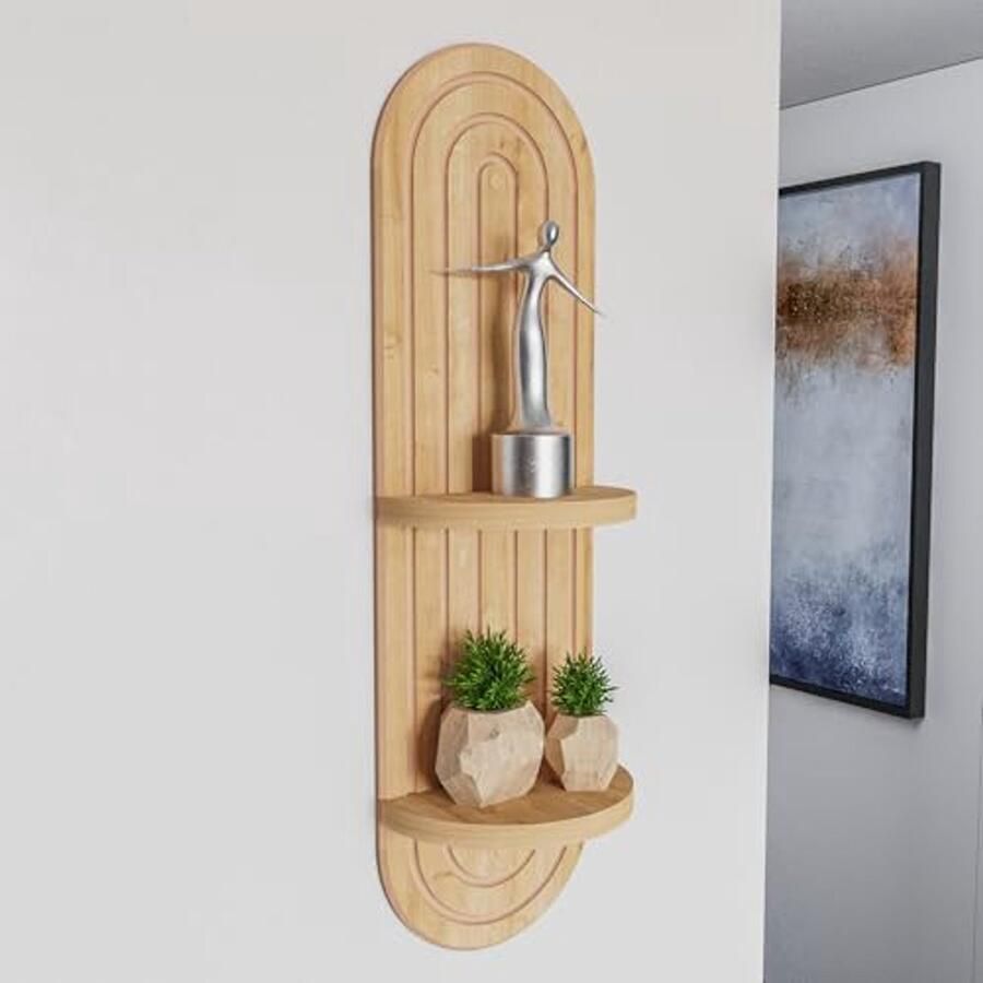 Stijlvol Zwevend Wandrek Minimalistisch Boekenkast met 2 Planken voor Woonkamer Keuken en Badkamer