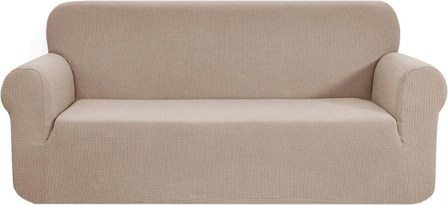 Stijlvolle 3-zits bankhoes Stretch Dikke zachte antislip bankbeschermer machinewasbaar en ademend (Taupe)