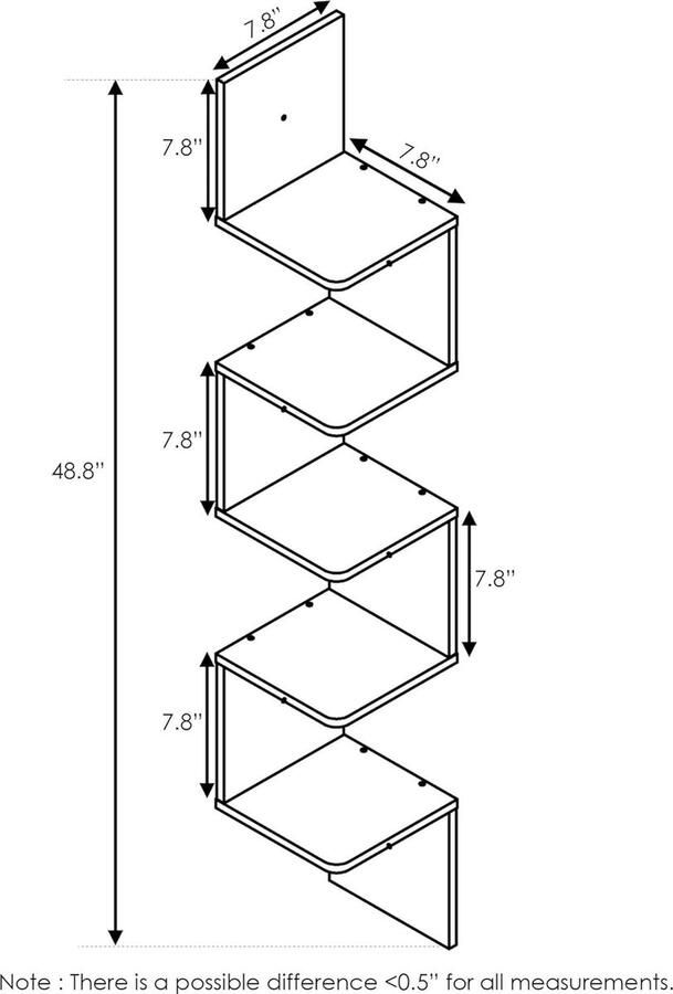 Luvetrex Stijlvolle 5-Laags Wandplank in Eiken Grijs Zwart voor Hoekopslag