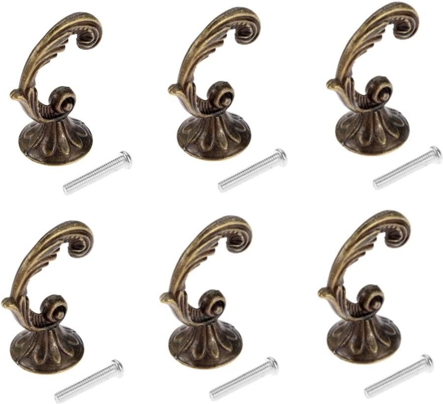 Stijlvolle Antiek Brons Kledinghaken Set voor Huis en Kantoor 6 Stuks