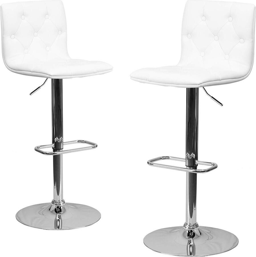 Stijlvolle Barkruk Verstelbaar 2 Stuks Zwart Wit Vinyl