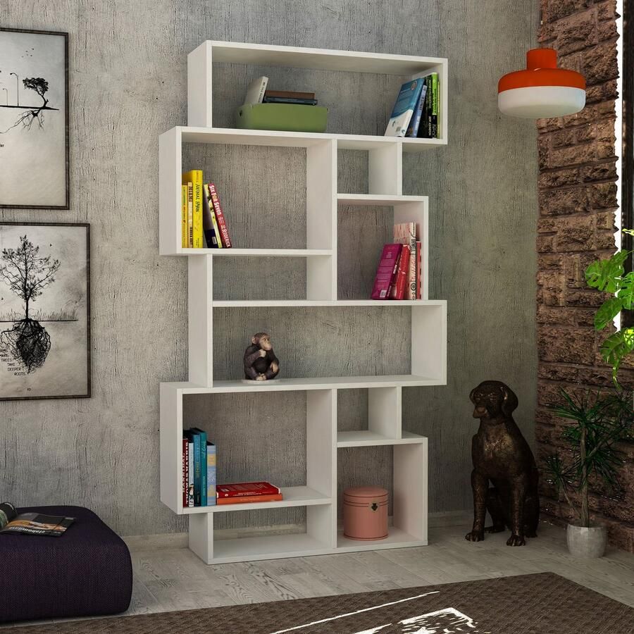 Stijlvolle Boekenkast Wit Melamine 96x168 5x25 5cm Ruimtebesparend Ontwerp
