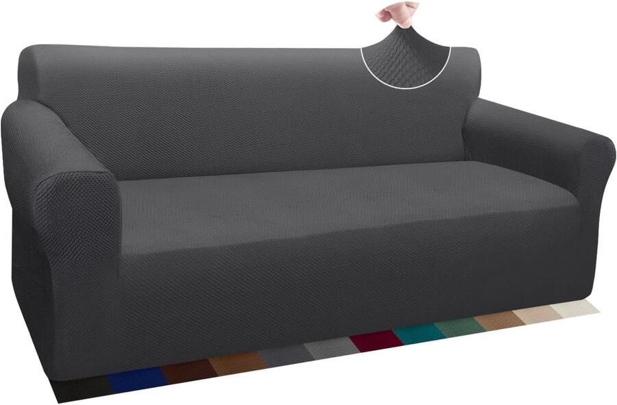 Stijlvolle Dikke Bankhoes met Jacquard Patroon Universele Overtrek voor 3-zits Bank Grijs