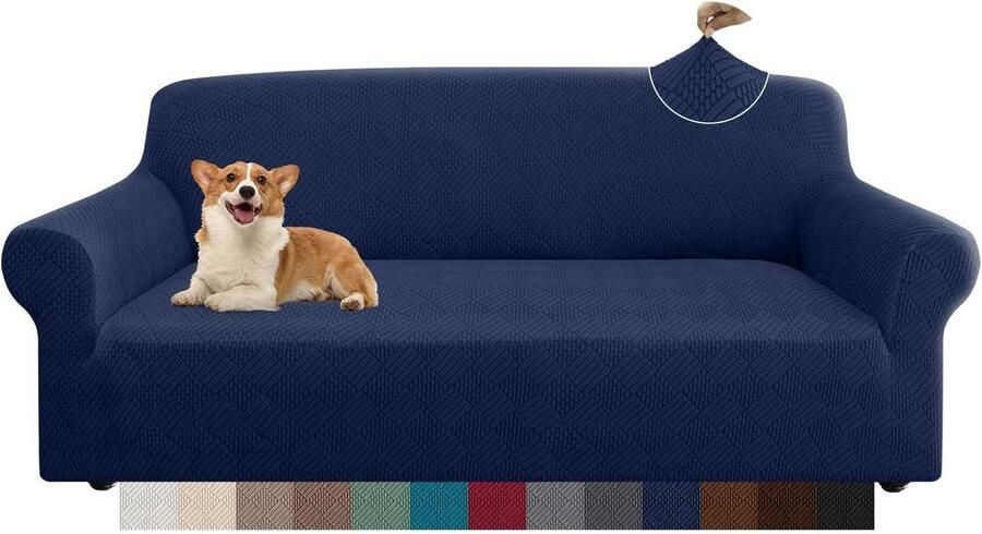 Stijlvolle dikke Rhombus bankovertrek 3-zits elastische bankbescherming marineblauw