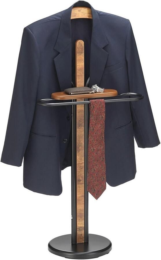 Stijlvolle Dressboy voor Heren Kledinghanger met Broekhanger en Plank Zwart Vintage Design