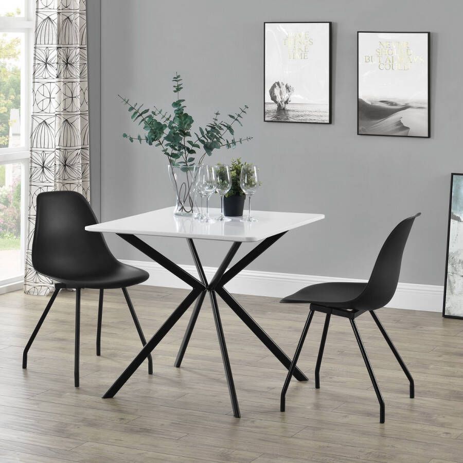 Unbranded Stijlvolle Eettafel Selma Rechthoekig 78x78cm Wit MDF Decoratief Design - Foto 2