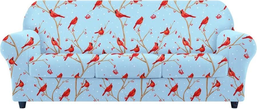 Stijlvolle en Elastische Bankhoes voor Driezitsbanken met Uniek Wintervogelontwerp