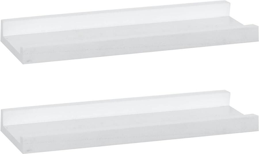 Stijlvolle en Functionele Houten Wandplanken voor Elke Kamer – Set van 2 Weerbestendige Witte Afwerking