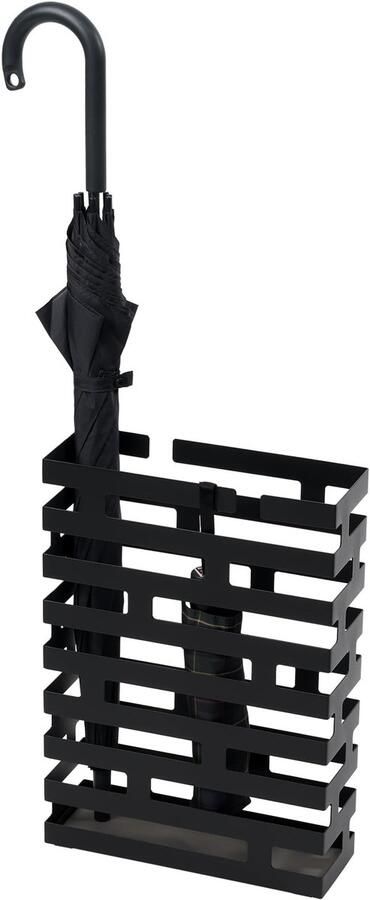 Stijlvolle en Minimalistische Rechthoekige Parapluhouder van Hoogwaardig Staal in Zwart