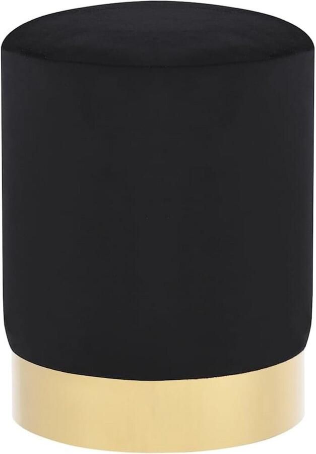 Stijlvolle Fluwelen Hocker in Zwart en Goudkleurig Multifunctionele Voetenbank