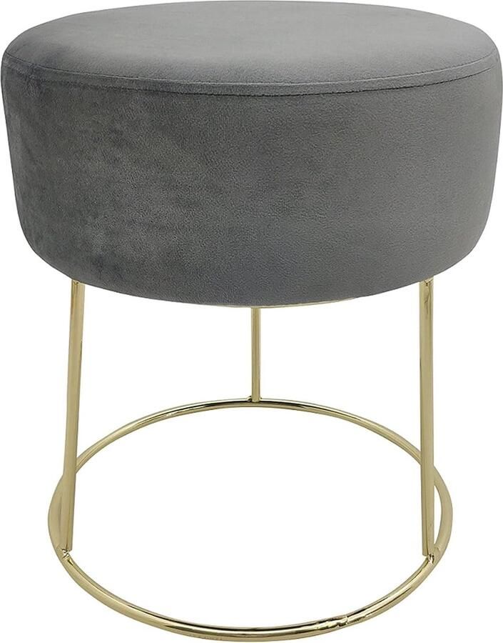 Luvetrex Stijlvolle Fluwelen Kruk met Gouden Metalen Poten voor Slaapkamer en Woonkamer