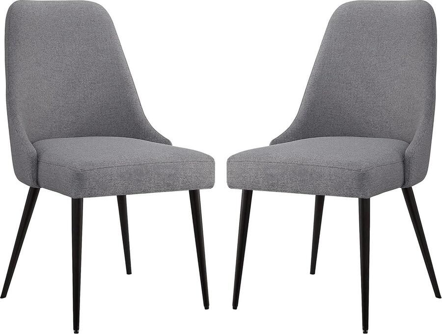 Luvetrex Stijlvolle Gestoffeerde Eetkamerstoelen Set van 2 met Metalen Poten voor Moderne Interieurs