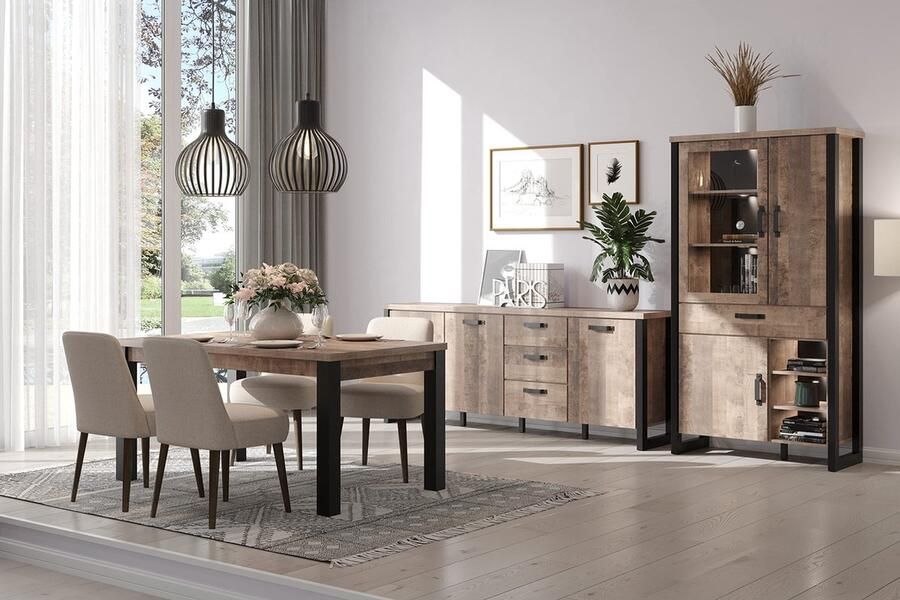 Rootz Living Rootz Stijlvolle Houten Eettafel Meubels Inrichting Tafelstuk Creatie Bruin & Zwart 160 x 77 x 90 cm