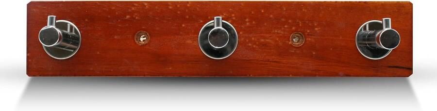 Stijlvolle Houten Kapstok met Drie Verplaatsbare Haken in Kastanjebruin voor Thuis en Kantoor