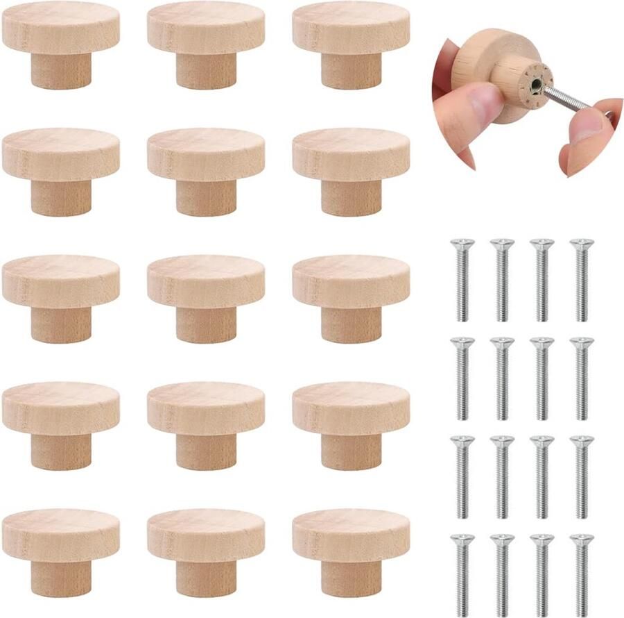 Ibenzoa Houten Meubelgrepen Set van 15 Stuks Klassieke Design voor Kasten en Laden