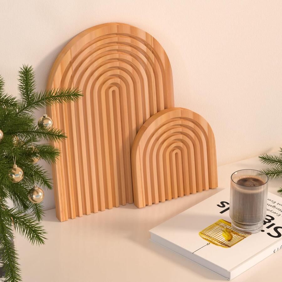 Stijlvolle Houten Regenboog Plankenset voor Interieurdecoratie