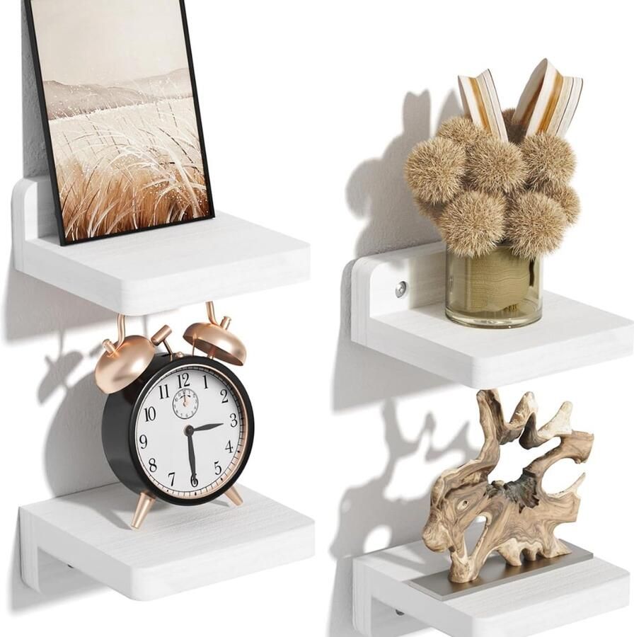 Stijlvolle Houten Wandplank Set van 4 voor Kamers