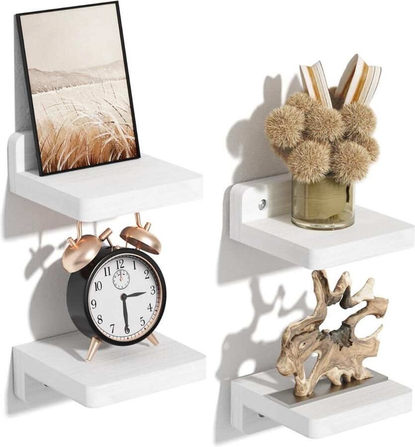 Stijlvolle Houten Wandplank Set van 4 voor Kamers