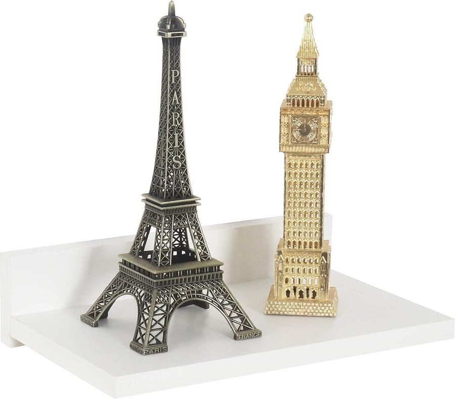 Luvetrex Stijlvolle Houten Wandplank Wit 30 x 8 x 19 cm Boekenkast en Organizer