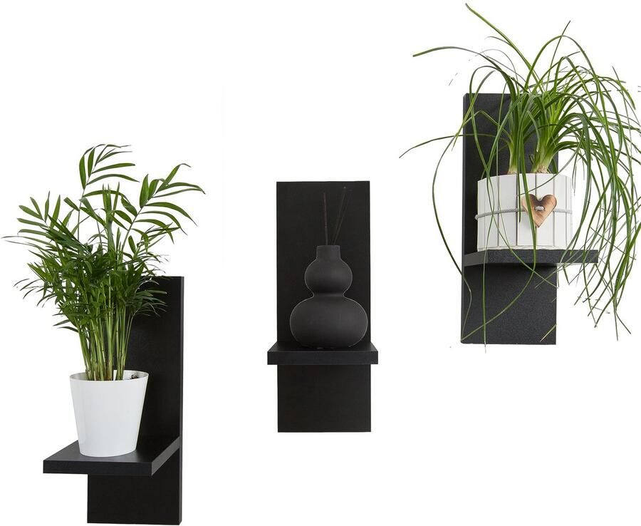 Ibenzoa Drie Delige Houten Wandplank Set – Stijlvol en Multifunctioneel voor Planten en Decoratie