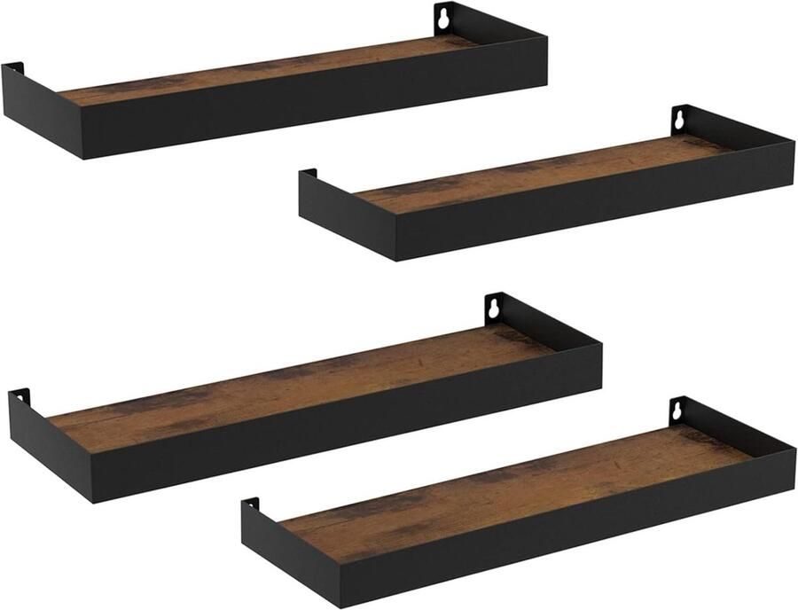 Luvetrex Stijlvolle Houten Wandplanken Set van 4 voor Slaapkamer Woonkamer en Keuken