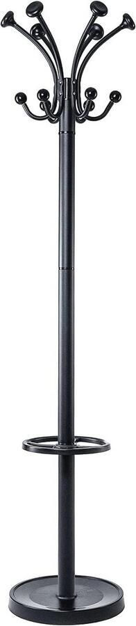 Stijlvolle kapstok met 20 haken en parapluhouder hoogte 175 cm zwart metaal