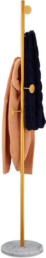 Stijlvolle kapstok modern design 1 stuk goudkleurig staal en marmer 172x29cm