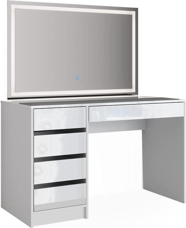 Stijlvolle Kaptafel met LED-Spiegel en Schuifladen voor Dames en Meisjes 120 x 55 cm