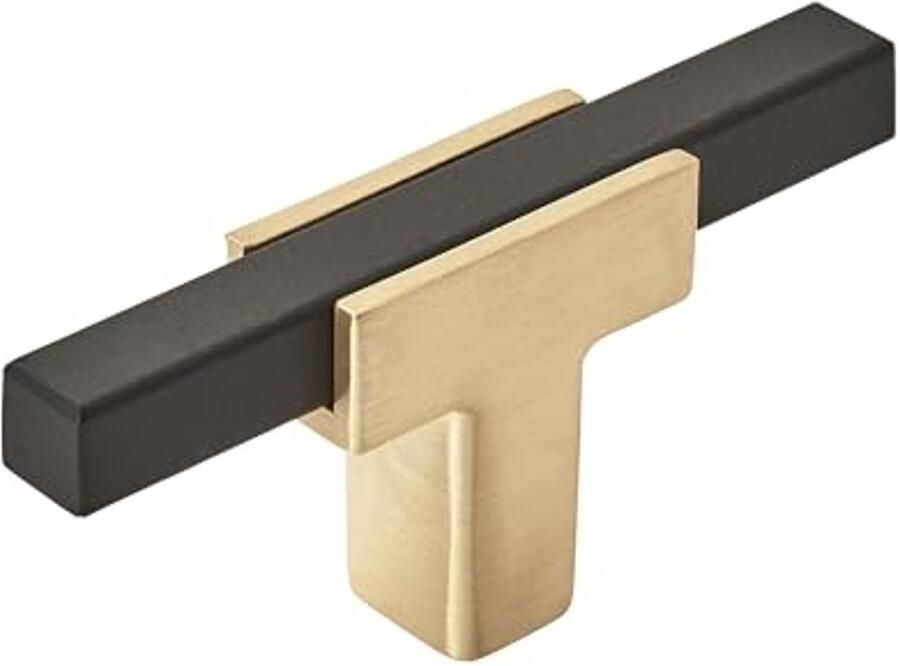 Stijlvolle kastknop in geborsteld goud en mat zwart 67 mm