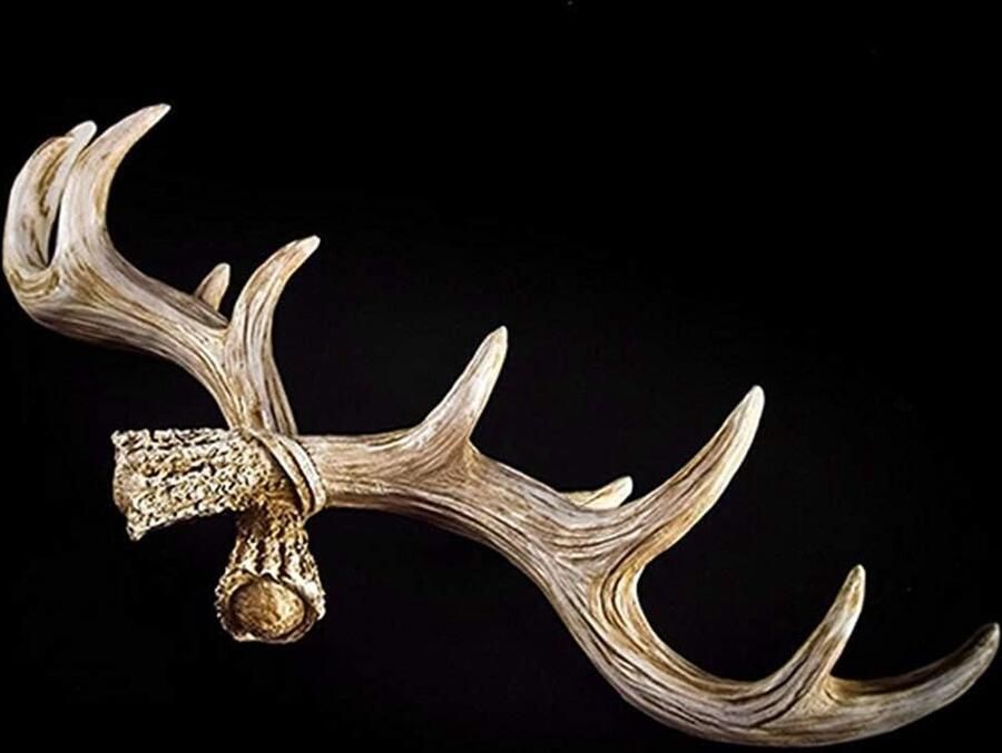 Stijlvolle kleerhaak gewei 49 cm stijlvol elegant decoratie hertengewei multifunctionele haak wanddecoratie hoge draagkracht Natuur Vintage