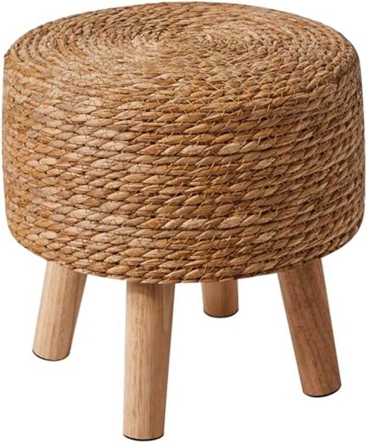 Stijlvolle kruk van natuurlijk zeegras en dennenpoten Handgemaakt voor slaapkamer en woonkamer