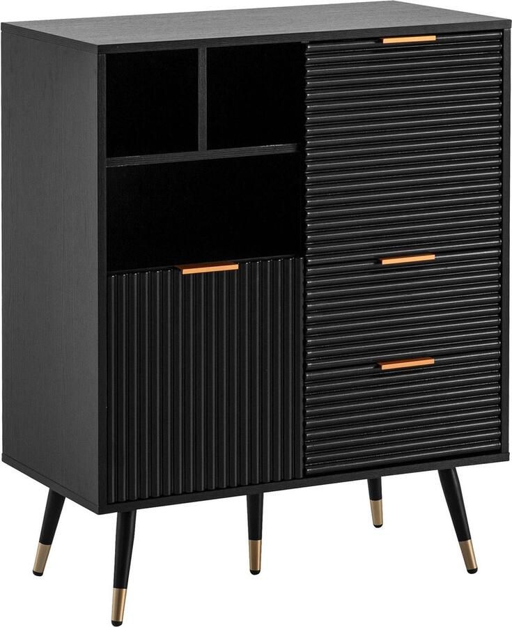 Rootz Living Rootz Stylish Chest of Drawers Modern Dresser Storage Solution Slatted Design 77cm x 97cm x 40cm